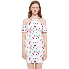 Cherries Shoulder Frill Bodycon Summer Dress by nateshop