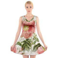 Flowers-102 V-neck Sleeveless Dress