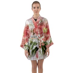 Flowers-102 Long Sleeve Satin Kimono