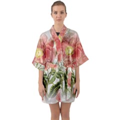 Flowers-102 Half Sleeve Satin Kimono 