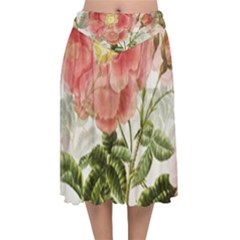 Flowers-102 Velvet Flared Midi Skirt