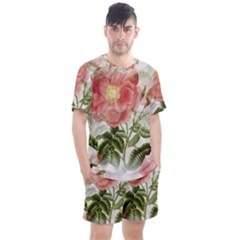 Flowers-102 Men s Mesh Tee And Shorts Set