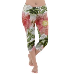 Flowers-102 Lightweight Velour Capri Yoga Leggings
