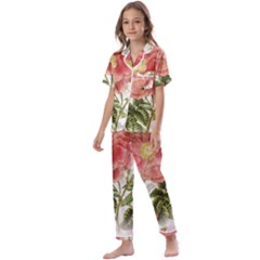 Flowers-102 Kids  Satin Short Sleeve Pajamas Set