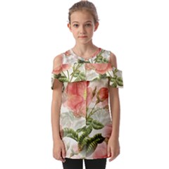 Flowers-102 Fold Over Open Sleeve Top