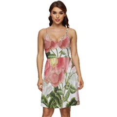Flowers-102 V-neck Pocket Summer Dress 