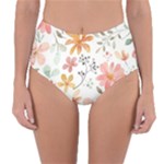 Flowers-107 Reversible High-Waist Bikini Bottoms