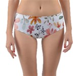 Flowers-107 Reversible Mid-Waist Bikini Bottoms