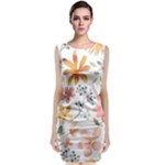 Flowers-107 Sleeveless Velvet Midi Dress