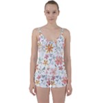 Flowers-107 Tie Front Two Piece Tankini