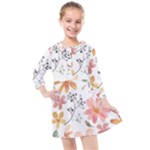 Flowers-107 Kids  Quarter Sleeve Shirt Dress