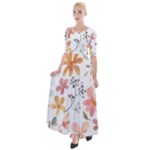 Flowers-107 Half Sleeves Maxi Dress