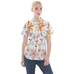 Flowers-107 Women s Short Sleeve Pocket Shirt