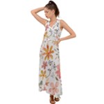 Flowers-107 V-Neck Chiffon Maxi Dress