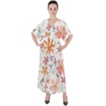 Flowers-107 V-Neck Boho Style Maxi Dress