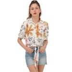 Flowers-107 Tie Front Shirt 