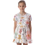 Flowers-107 Kids  Short Sleeve Pinafore Style Dress