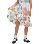 Flowers-107 Kids  Ruffle Flared Wrap Midi Skirt