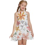 Flowers-107 Kids  Halter Collar Waist Tie Chiffon Dress