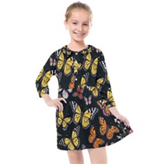 Flowers-109 Kids  Quarter Sleeve Shirt Dress by nateshop