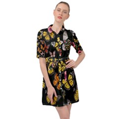 Flowers-109 Belted Shirt Dress by nateshop