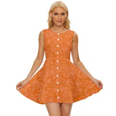 Orange-chaotic Sleeveless Button Up Dress by nateshop