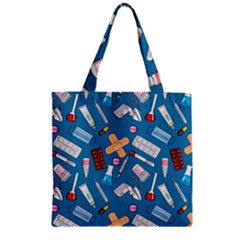 Medicine Pattern Zipper Grocery Tote Bag by SychEva