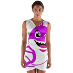 Purple Shark Fish Wrap Front Bodycon Dress
