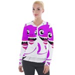 Purple Shark Fish Velvet Zip Up Jacket