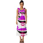 Purple Shark Fish Tie-Strap Tiered Midi Chiffon Dress