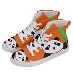 Panda Animal Orange Sun Nature Women s Hi-top Skate Sneakers by Semog4