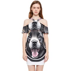 Dog Animal Puppy Pooch Pet Shoulder Frill Bodycon Summer Dress by Semog4