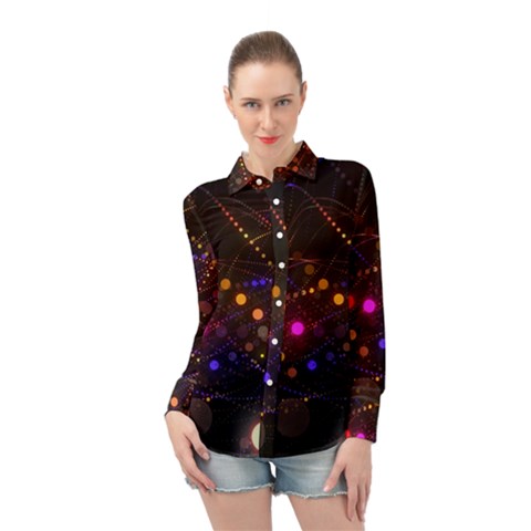 Abstract Light Star Design Laser Light Emitting Diode Long Sleeve Chiffon Shirt by Semog4