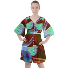 Abstract Fractal Design Digital Wallpaper Graphic Backdrop Boho Button Up Dress by Semog4