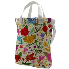 Colorful Flowers Pattern Abstract Patterns Floral Patterns Canvas Messenger Bag by Semog4