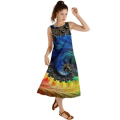 Colorful Digital Art Fractal Design Summer Maxi Dress by Semog4