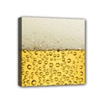 Texture Pattern Macro Glass Of Beer Foam White Yellow Art Mini Canvas 4  x 4  (Stretched)