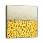 Texture Pattern Macro Glass Of Beer Foam White Yellow Art Mini Canvas 6  x 6  (Stretched)