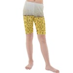 Texture Pattern Macro Glass Of Beer Foam White Yellow Art Kids  Mid Length Swim Shorts