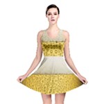 Texture Pattern Macro Glass Of Beer Foam White Yellow Art Reversible Skater Dress