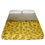 Texture Pattern Macro Glass Of Beer Foam White Yellow Art Fitted Sheet (Queen Size)