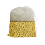 Texture Pattern Macro Glass Of Beer Foam White Yellow Art Drawstring Pouch (XL)