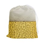 Texture Pattern Macro Glass Of Beer Foam White Yellow Art Drawstring Pouch (2XL)