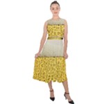 Texture Pattern Macro Glass Of Beer Foam White Yellow Art Midi Tie-Back Chiffon Dress