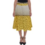 Texture Pattern Macro Glass Of Beer Foam White Yellow Art Perfect Length Midi Skirt