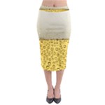 Texture Pattern Macro Glass Of Beer Foam White Yellow Art Midi Pencil Skirt