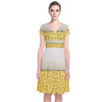 Texture Pattern Macro Glass Of Beer Foam White Yellow Art Short Sleeve Front Wrap Dress