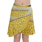 Texture Pattern Macro Glass Of Beer Foam White Yellow Art Chiffon Wrap Front Skirt