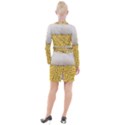 Texture Pattern Macro Glass Of Beer Foam White Yellow Art Button Long Sleeve Dress View2