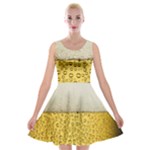 Texture Pattern Macro Glass Of Beer Foam White Yellow Art Velvet Skater Dress
